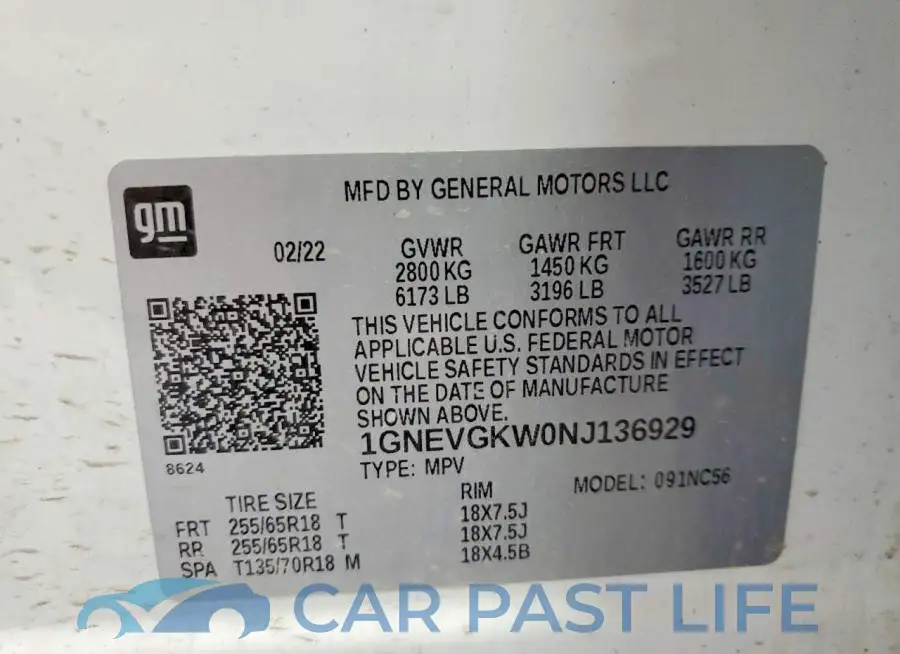1GNEVGKW0NJ136929# 13