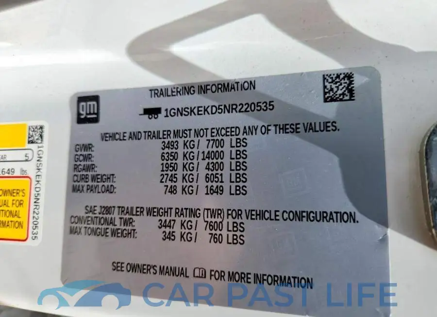 1GNSKEKD5NR220535# 13