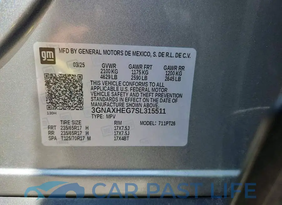 3GNAXHEG7SL315511# 13