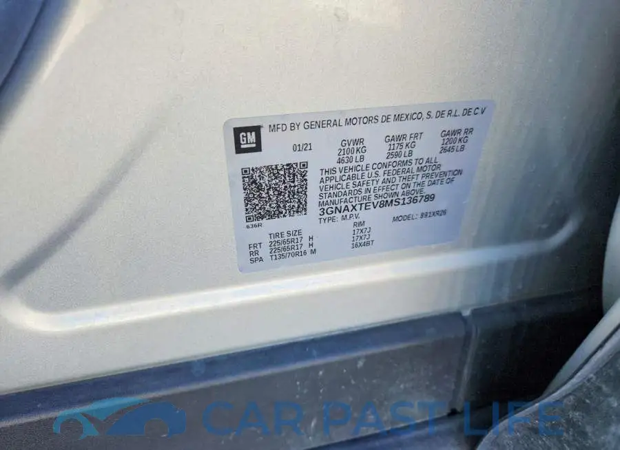 3GNAXTEV8MS136789# 12