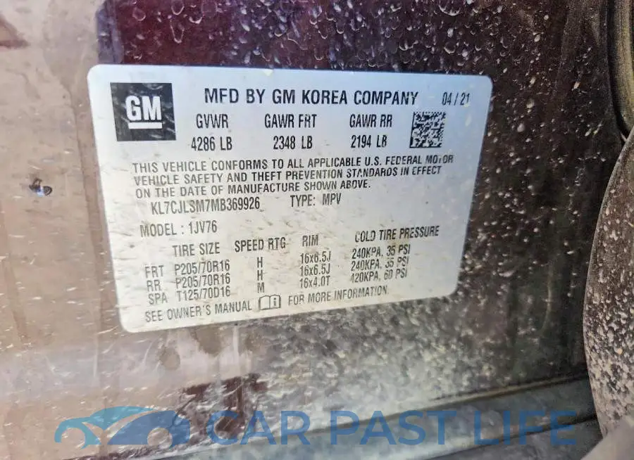 KL7CJLSM7MB369926# 12