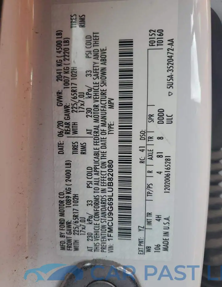 1FMCU9G69LUB82080# 14