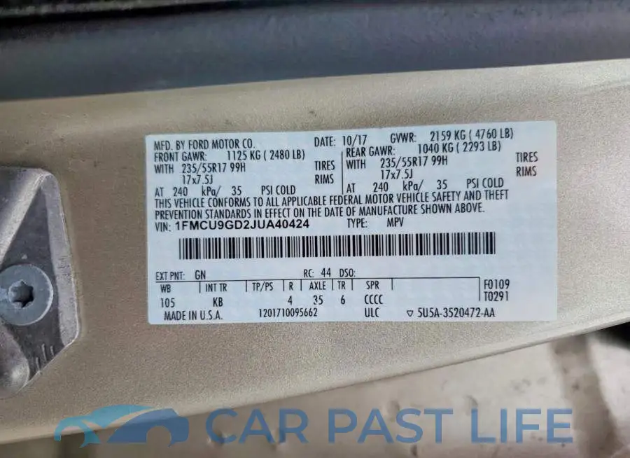 1FMCU9GD2JUA40424# 13