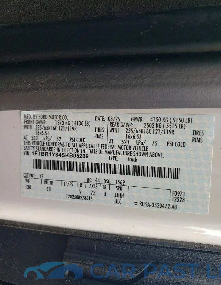 1FTBR1Y84SKB05209# 14
