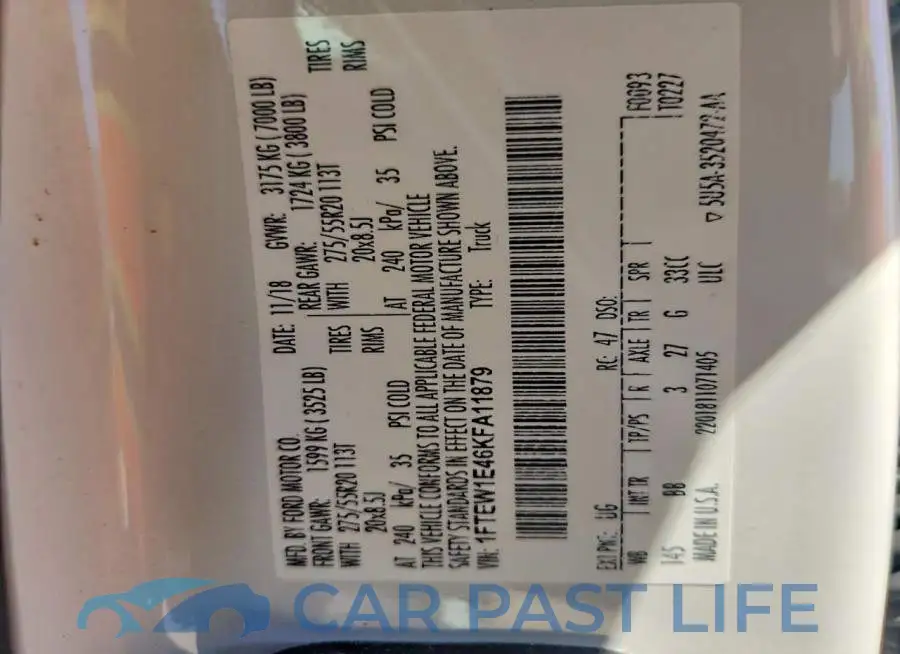 1FTEW1E46KFA11879# 12