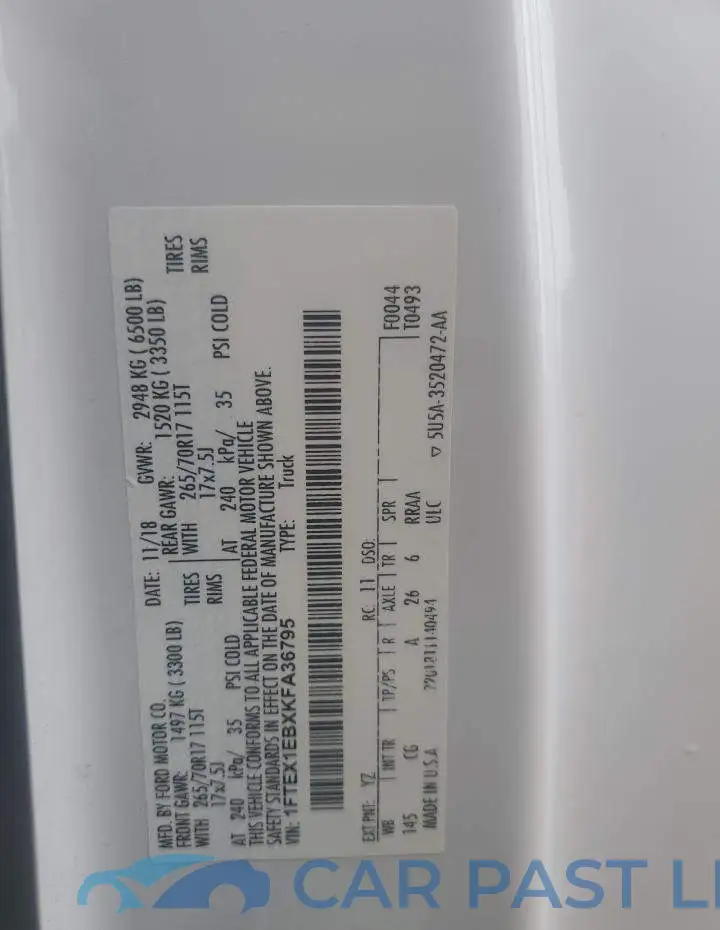 1FTEX1EBXKFA36795# 12