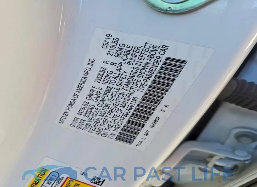 1HGCV1F30LA001140# 12
