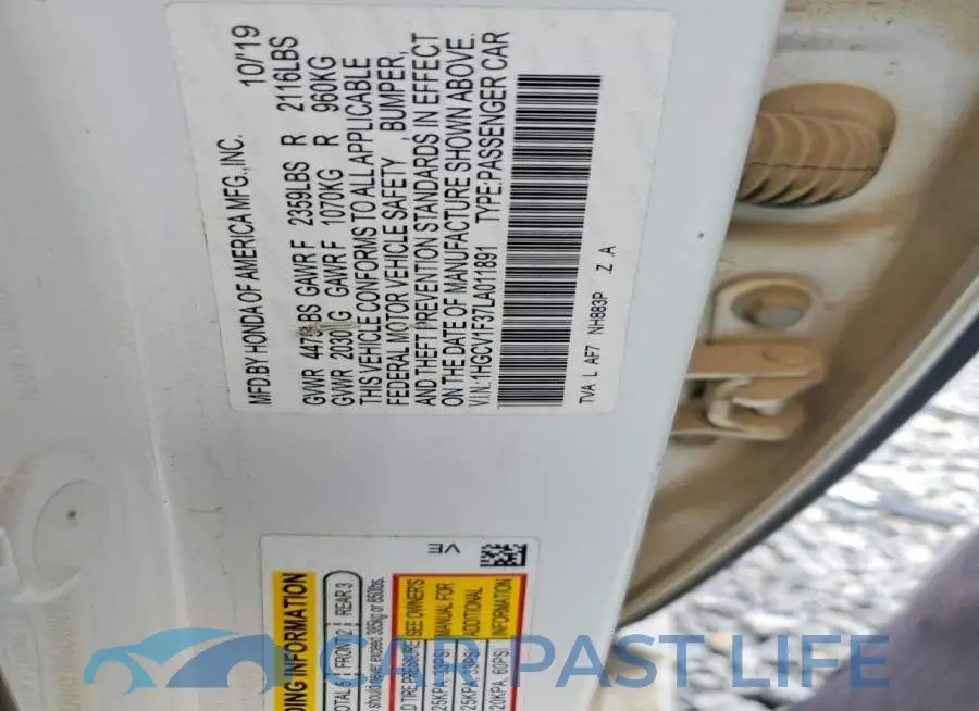 1HGCV1F37LA011891# 13