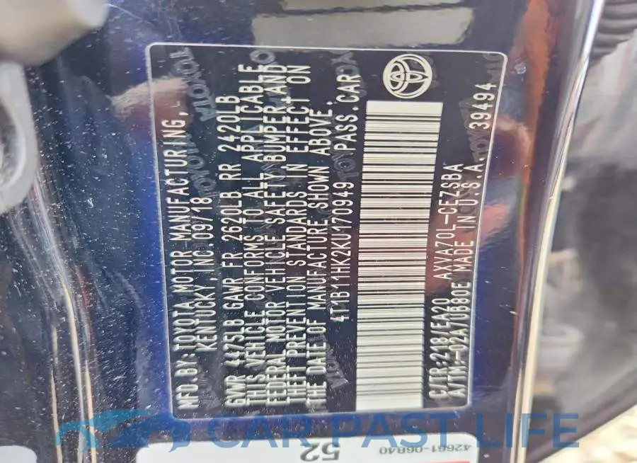 4T1B11HK2KU170949# 13