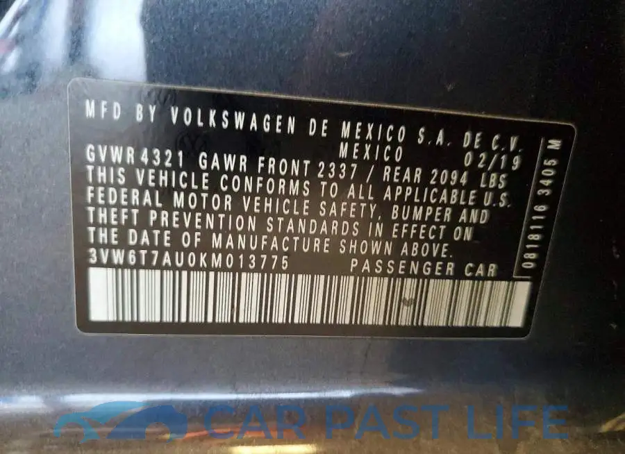 3VW6T7AU0KM013775# 12
