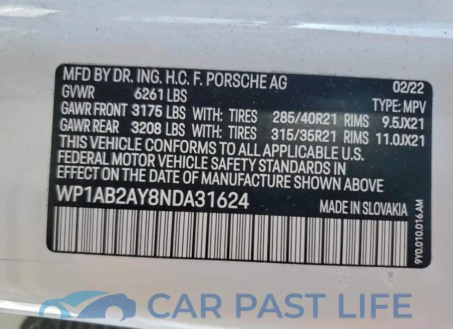 WP1AB2AY8NDA31624# 13