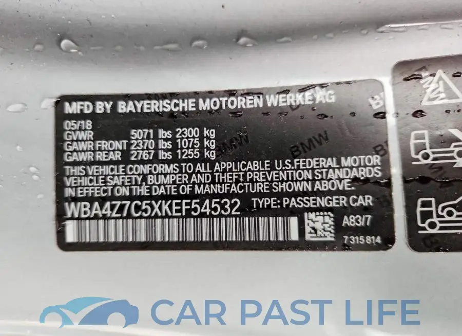 WBA4Z7C5XKEF54532# 13