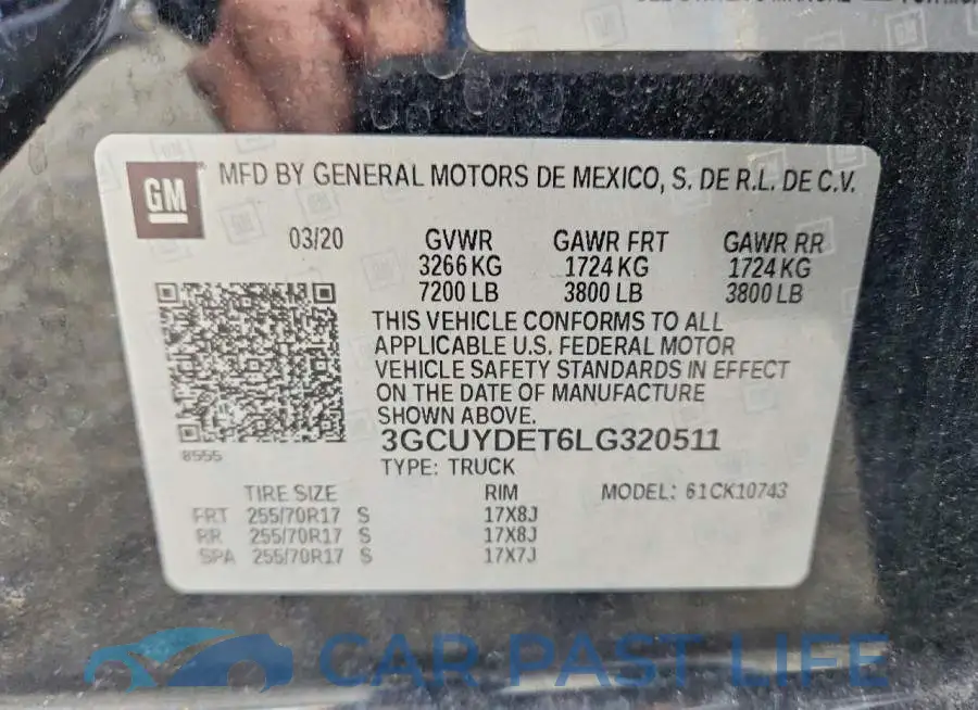 3GCUYDET6LG320511# 12