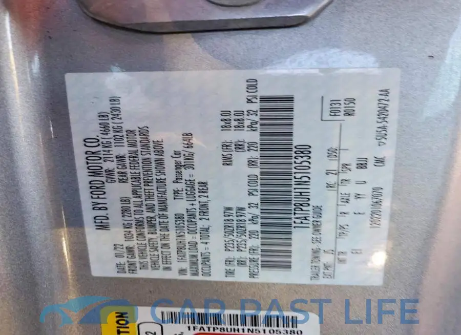 1FATP8UH1N5105380# 12