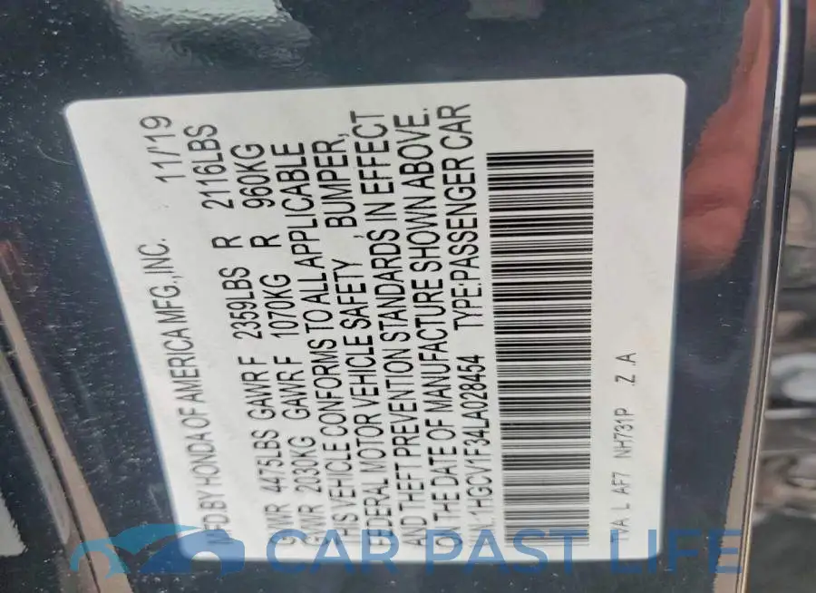 1HGCV1F34LA028454# 12