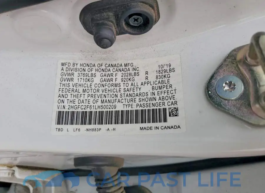 2HGFC2F61LH500209# 12