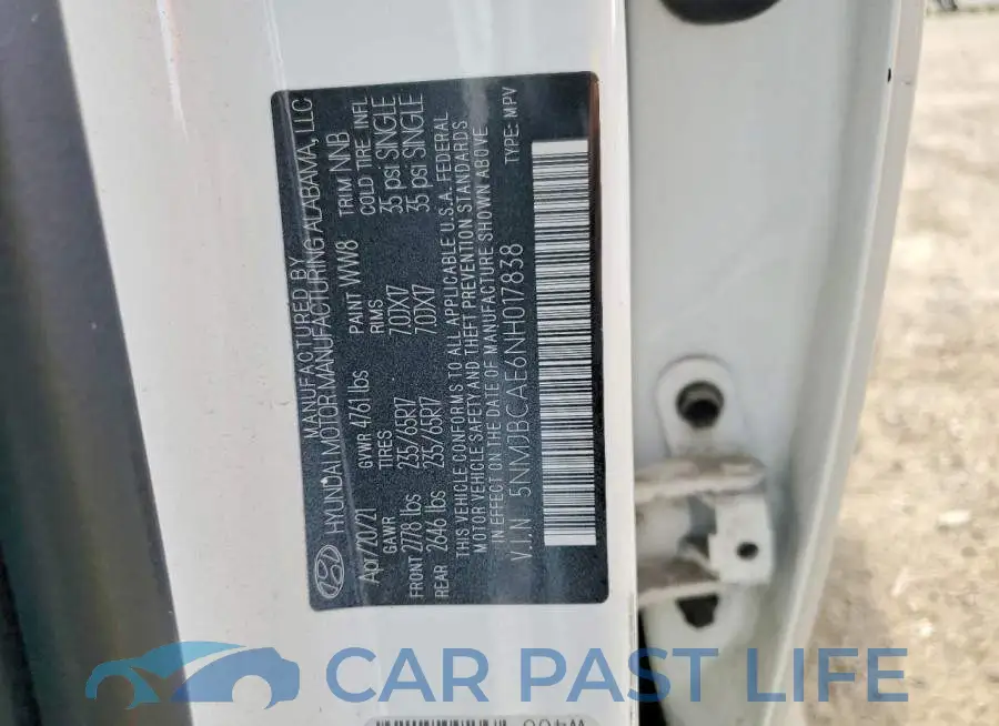 5NMJBCAE6NH017838# 13