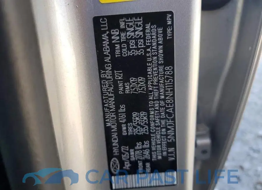 5NMJFCAE8NH115788# 12