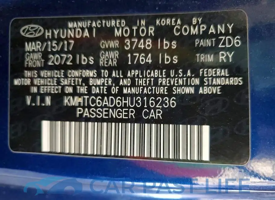 KMHTC6AD6HU316236# 12