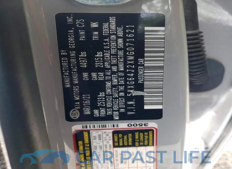 5XXG64J2XMG071621# 12
