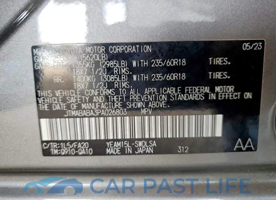 JTMABABA3PA026803# 13