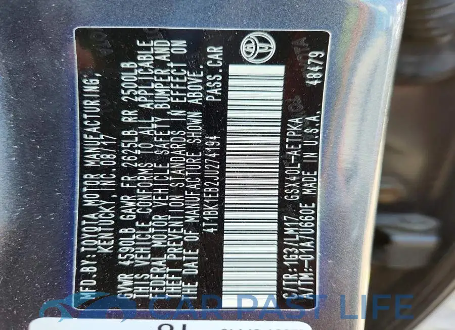 4T1BK1EB2JU274194# 12