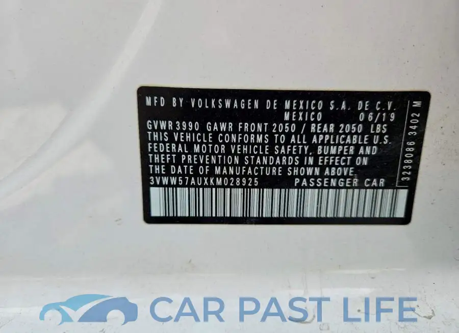 3VWW57AUXKM028925# 13