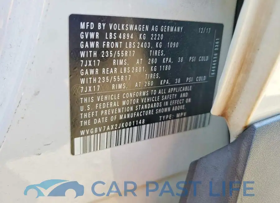 WVGBV7AX2JK001148# 13
