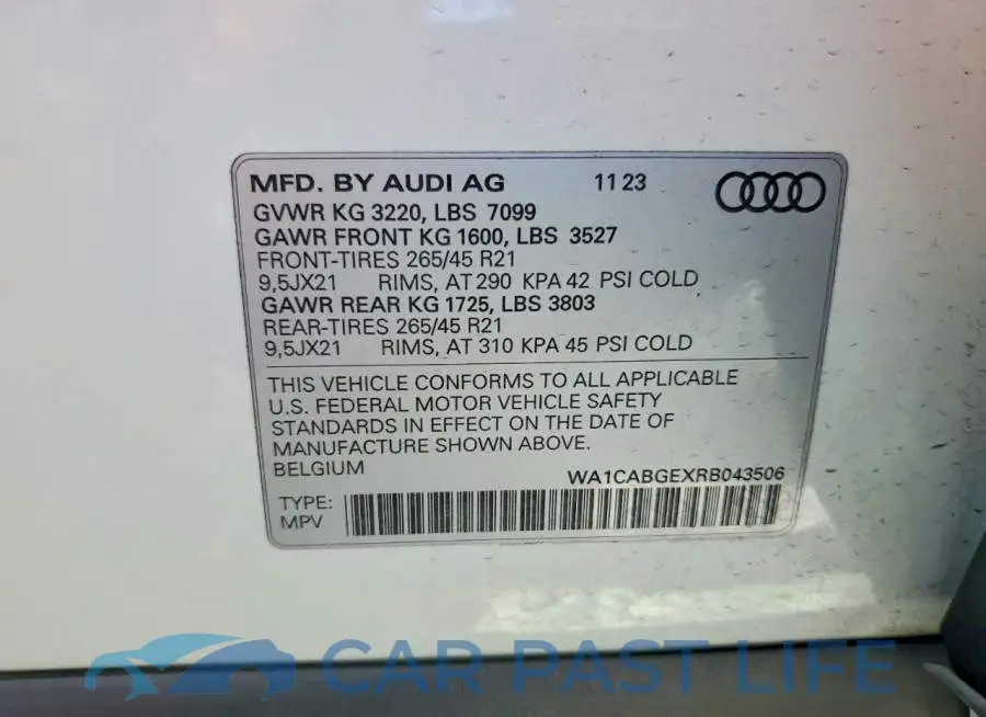 WA1CABGEXRB043506# 13