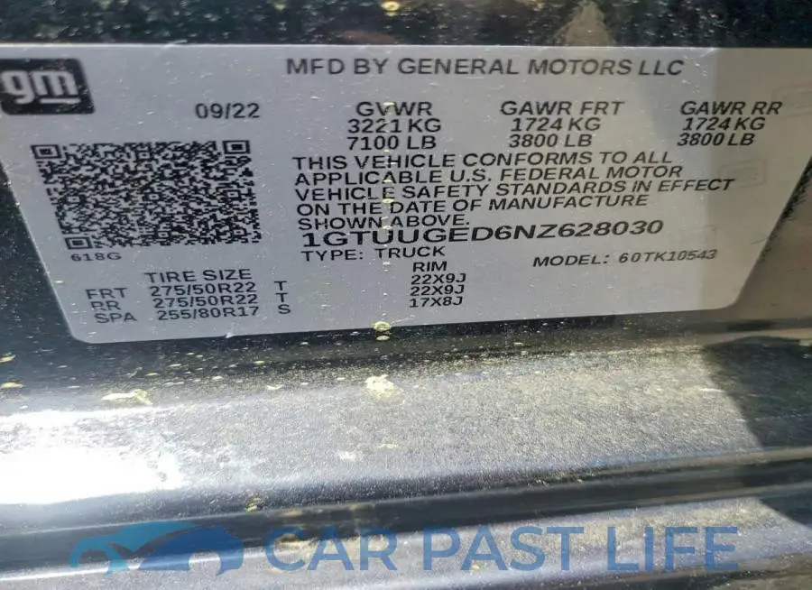 1GTUUGED6NZ628030# 12