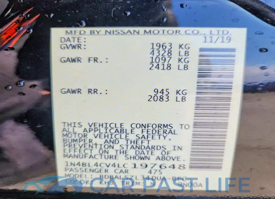 1N4BL4CV4LC197648# 13