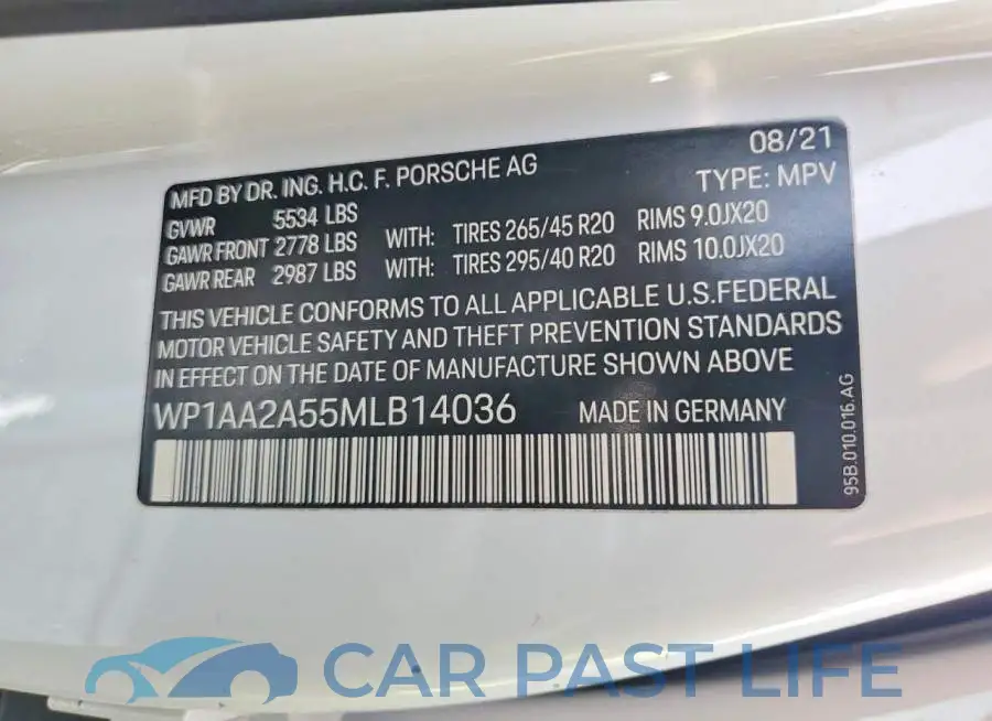 WP1AA2A55MLB14036# 14