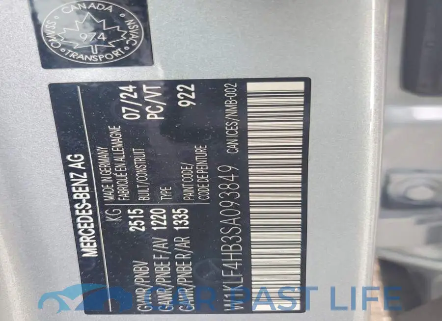 W1KLF4HB3SA093849# 12