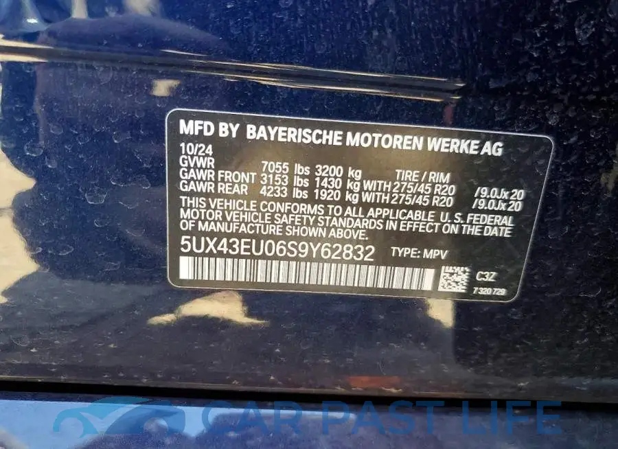 5UX43EU06S9Y62832# 12