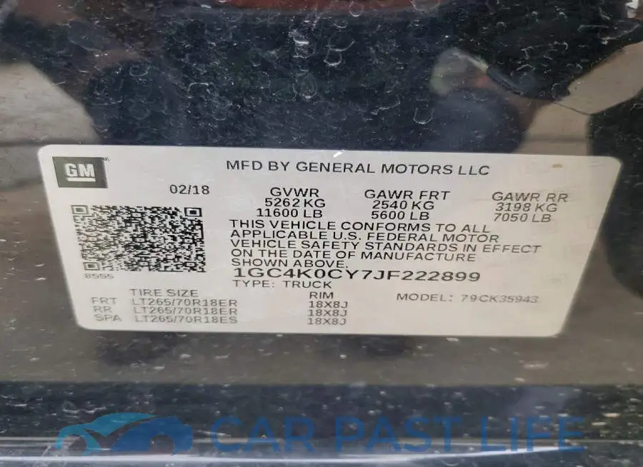 1GC4K0CY7JF222899# 12