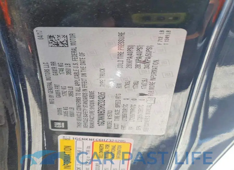 1GCNKNEC6HZ324285# 12