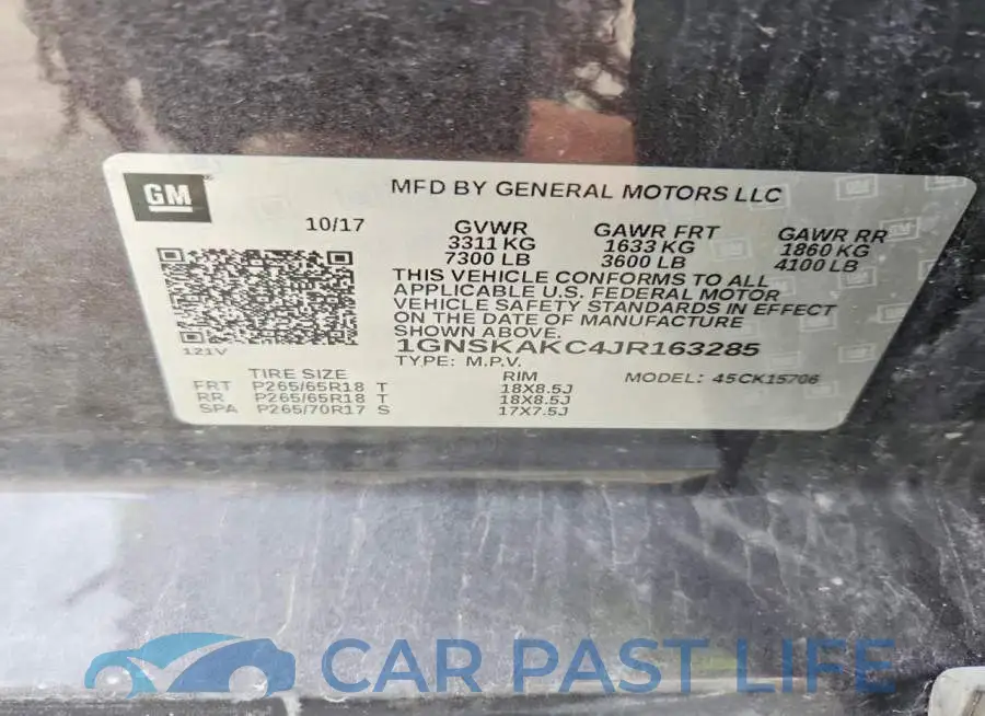1GNSKAKC4JR163285# 13