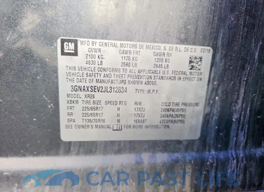3GNAXSEV2JL312834# 13