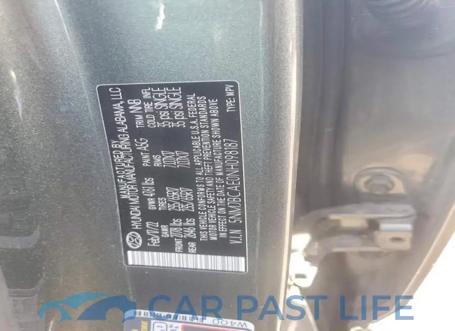 5NMJBCAE0NH098187# 12