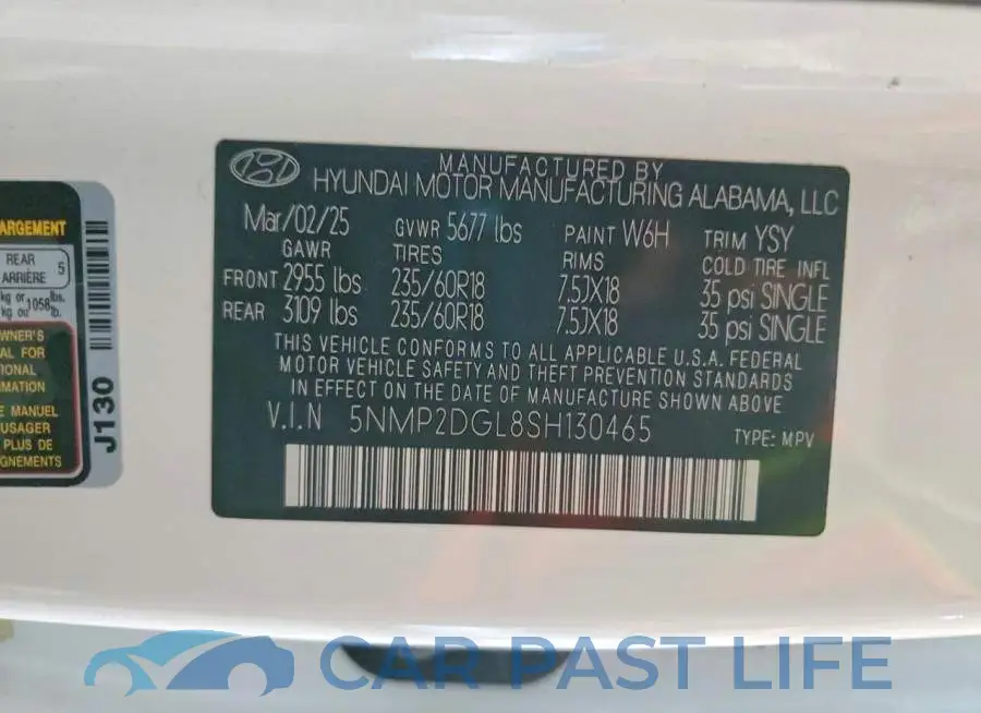 5NMP2DGL8SH130465# 13