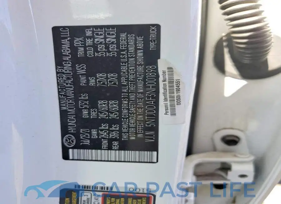 5NTJDDAF3NH001898# 12