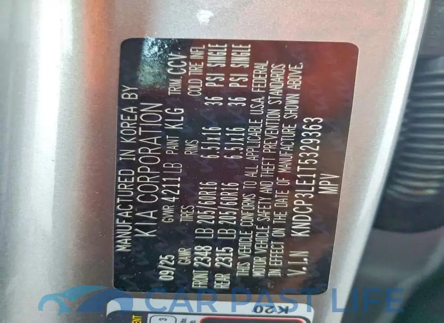 KNDCP3LE1T5329363# 13