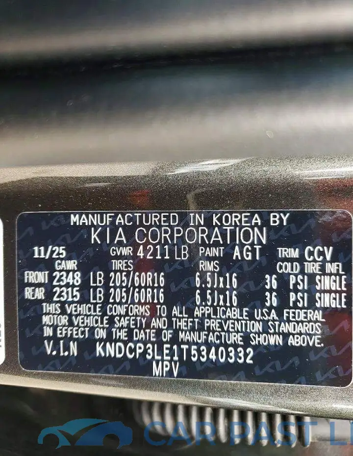 KNDCP3LE1T5340332# 13