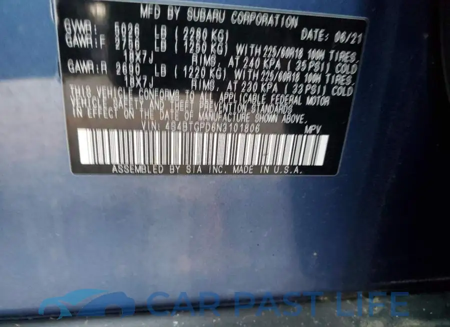 4S4BTGPD6N3101806# 13