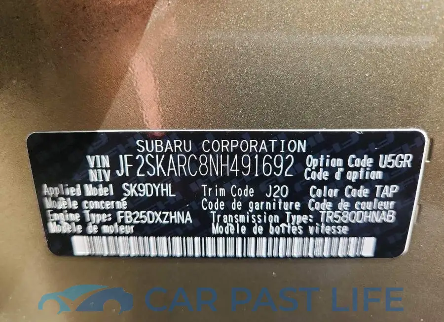 JF2SKARC8NH491692# 13