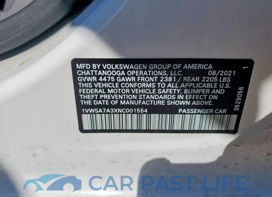 1VWSA7A3XNC001554# 12