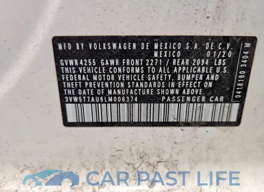 3VW5T7AU6LM006374# 13