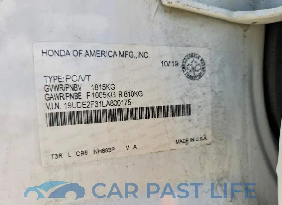 19UDE2F31LA800175# 12