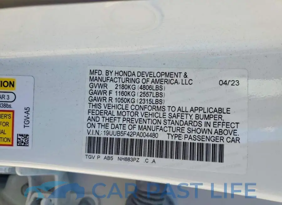 19UUB5F42PA004480# 13
