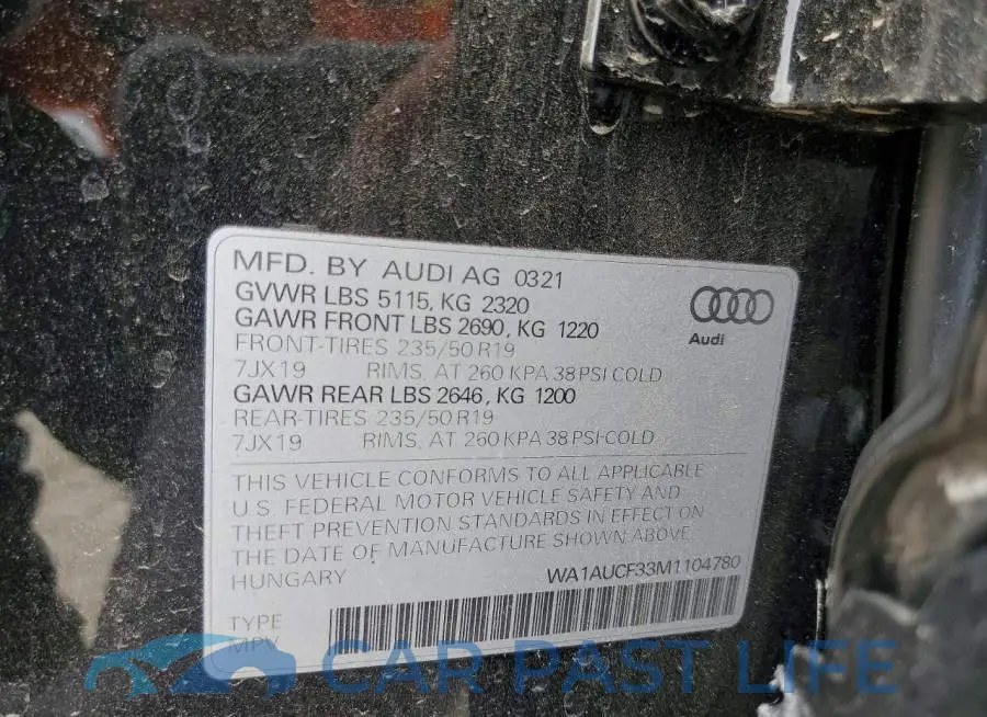 WA1AUCF33M1104780# 14